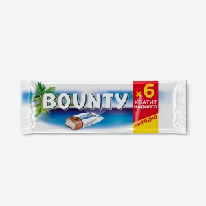 Батончик Bounty шоколадный 27.5г х 6шт, 165г Россия