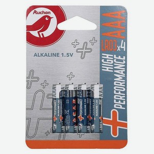 Батарейки АШАН Красная птица Premium алкалиновые AAA LR03, 4 шт