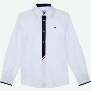 Рубашка для мальчика Playtoday School с контрастной отделкой цвет: белый/нави, 140 р-р