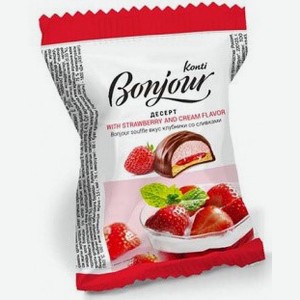 Десерт  Бонжур  вкус клубника со сливками 29г, Конти