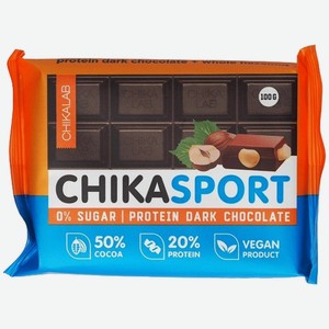Шоколад тёмный Chikalab с фундуком, 100г