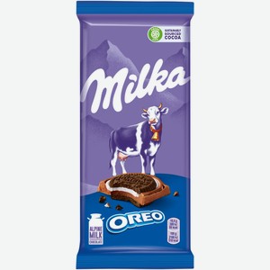 Шоколад молочный Milka с начинкой со вкусом ванили и печеньем Орео, 92г