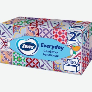 Салфетки бумажные в коробке Zewa Everyday 2 слоя 100шт