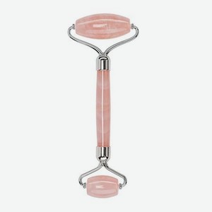 Роллер-массажер из розового кварца с серебристой фурнитурой