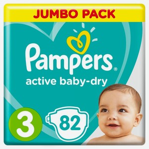 Подгузники Pampers Active Baby Dry 3 (6-10 кг) 82 шт