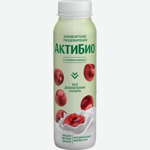 БЗМЖ Биойогурт пит без сахара Актибио яблоко/вишня/финик 1,5% 260г