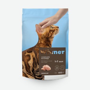 Полнорационный сухой корм для взрослых кошек всех пород из курицы 0,0,4 кг