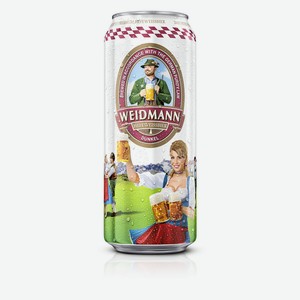 Пиво Weidman Hefeweissbier Dunkel темное нефильтрованное 5% 0.5л ж/б Германия