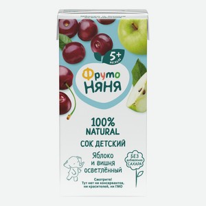 Сок ФрутоНяня яблоко-вишня осветленный с 5 месяцев 200 мл