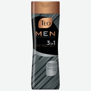 Шампунь для волос, лица и тела TEO (3в1) для мужчин Fresh Energy, 350 мл, Болгария