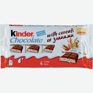 Шоколад Киндер шоколад со злаками 4 штуки 0.094кг