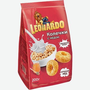 Готовый завтрак Leonardo Овсяные колечки с мёдом 200г
