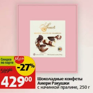 Шоколадные конфеты Амери Ракушки с начинкой пралине, 250 г