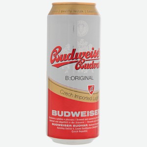 Пиво Budweiser (Будвайзер) светлое пастеризованное 5% 0,5л ж/б