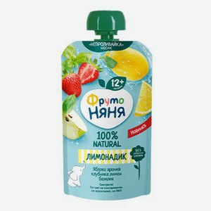 Напиток сокосодержащий ФрутоНяня Лимонадик яблоко-арония-клубника-лимон-базилик 130 мл