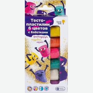 Набор для детской лепки Тесто-пластилин 6 цветов с блёстками