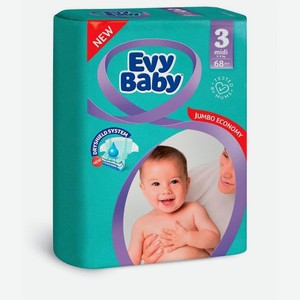Evy Baby Подгузники Джумбо миди 68 шт, 5-9 кг, р.3