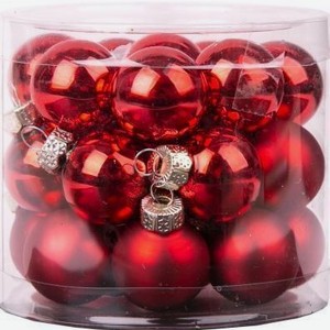 Новогоднее подвесное украшение Красные шарики из стекла арт.89655