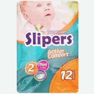 SLIPERS BABY 2 MINI Детские подгузники ( 3-6 KG ), 12 шт
