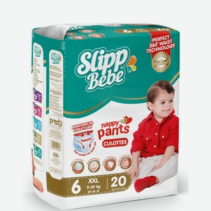 SLIPP BEBE 6 2X-LARGE Детские подгузники-трусики (11-25 кг) 20шт