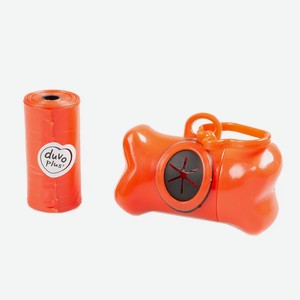 Контейнер для гигиенических пакетов DUVO+  Косточка , оранжевый, 2х20шт (Бельгия)