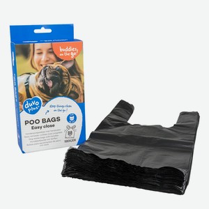 Пакеты для уборки за собакой с ручками DUVO+ , чёрные, 34.5х18см, 80шт (Бельгия)