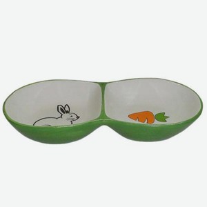 Миска для грызунов Foxie Rabbit двойная керамика зеленая 16 х 8 х 3 см 50 мл х 2 шт