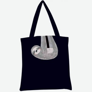 Сумка-шоппер Арт и Дизайн Ленивец отдыхает цвет: чёрный/серый, 35×42 см