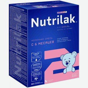 Смесь сухая молочная Nutrilak Premium 2 ProBrain, с 6 месяцев, 600 г