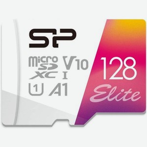 Карта памяти microsdxc UHS-I U1 Silicon Power Elite 128 ГБ, 100 МБ/с, Class 10, SP128GBSTXBV1V20SP, 1 шт., переходник SD