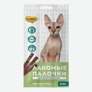 Лакомство для кошек Мнямс Pro Pet Лакомые палочки с уткой и кроликом 13,5 см 5 г х 3 шт