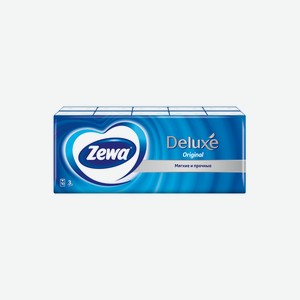 Бумажные платочки носовые Zewa Deluxe 3-слойные уп/10 шт