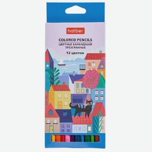Карандаши цветные Хатбер 12 цветов с заточкой в картонной коробке