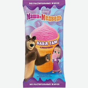 Мороженое Маша и Медведь стакан вафельный бабл гам Русский Холод 80г