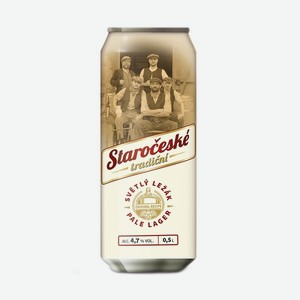 Пиво Staroceske Tradicni (Староческе Традични) светлое пастеризованное 4,7% 0,5л ж/б