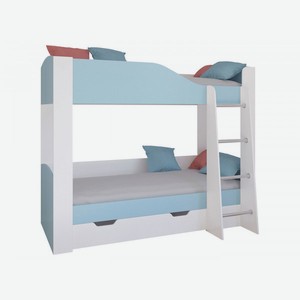 Двухъярусная кровать Астра 2 Белый / Голубой С ящиком