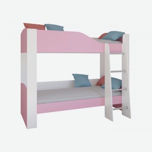 Двухъярусная кровать Астра 2 Белый / Розовый Без ящика