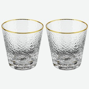 Набор стаканов Crystal glass с золотой каймой, 2 шт, 300 мл, стекло