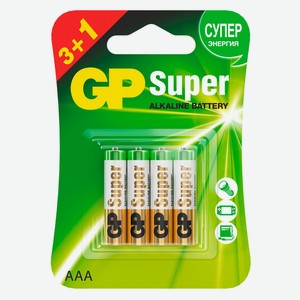 Элемент питания GP Super, 24A, LR03 AA, 4шт