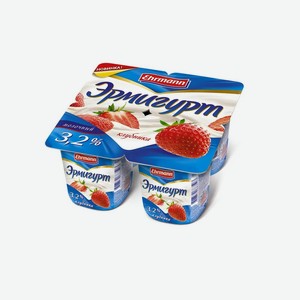 БЗМЖ Йогуртный продукт Ehrmann Эрмигурт 3,2% 100г молочный с клубникой