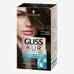 Краска для волос Gliss kur оттенок 4-0, тёмно-каштановый, картонная коробка