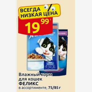 Влажный корм для кошек ФЕЛИКС в ассортименте, 75/85 г