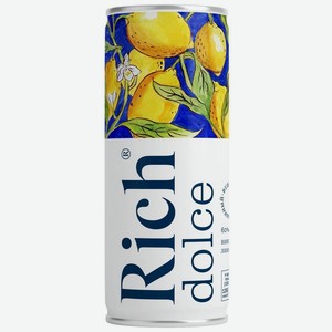 Напиток сокосодержащий газированный из винограда и лимона Рич Dolce 0,33л ж/б