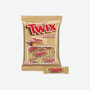 Шоколадные батончики Twix minis песочные с карамелью покрытые молочным шоколадом 184 г
