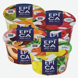 Йогурт «Epica» 4,8%: Персик-Маракуйя, Ананас, Вишня-Черешня, Манго-Семена Чиа; 130 г