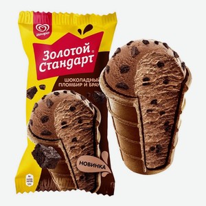 Мороженое Золотой Стандарт пломбир шоколадный и брауни 12%, 86 г