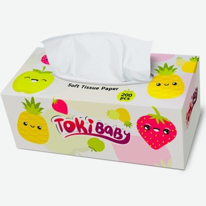 Салфетки бумажные TokiBaby 2 сл. в кк 200шт
