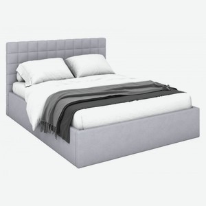 Двуспальная кровать Дени Светло-серый, микрошенилл 140х200 см