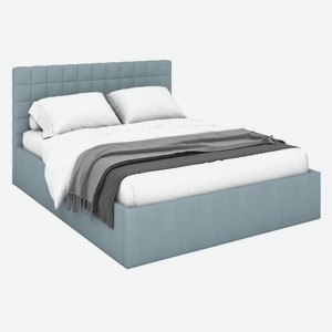 Двуспальная кровать Дени Серо-голубой, велюр 140х200 см