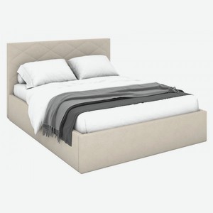 Двуспальная кровать Амбер Кремовый, микрошенилл 160х200 см